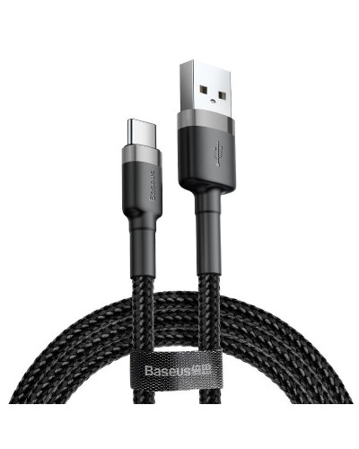 Cablu Baseus Cafule USB la USB-C 3A 1m Gri & Negru