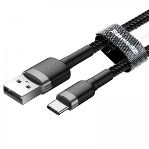 Cablu Baseus Cafule USB la USB-C 3A 1m Gri & Negru