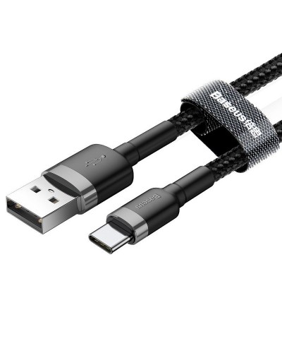 Cablu Baseus Cafule USB la USB-C 3A 1m Gri & Negru