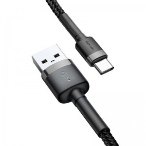 Cablu Baseus Cafule USB la USB-C 3A 1m Gri & Negru