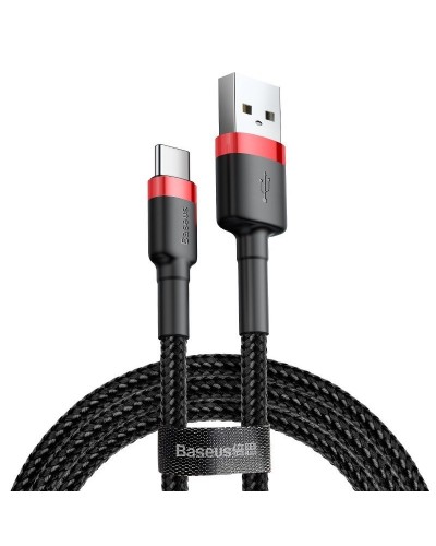 Cablu BASEUS Cafule USB to Type-C, 3A, 1m - Rosu & Negru