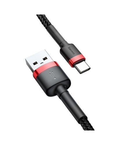 Cablu BASEUS Cafule USB to Type-C, 3A, 1m - Rosu & Negru