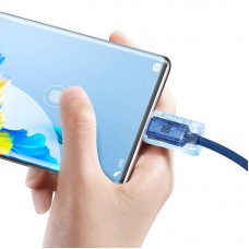 Cablu Baseus Crystal Shine USB la USB-C 100W 2m Albastru