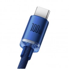 Cablu Baseus Crystal Shine USB la USB-C 100W 2m Albastru