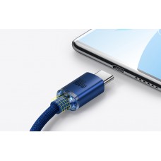 Cablu Baseus Crystal Shine USB la USB-C 100W 2m Albastru