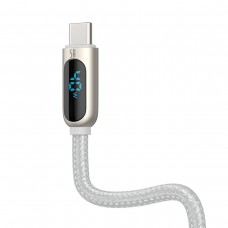 Cablu Baseus LED Display USB la USB-C 5A 1m Alb