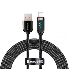 Cablu BASEUS LED Display USB to Type-C, 66W, 1m - Negru