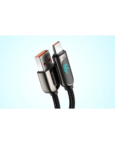 Cablu BASEUS LED Display USB to Type-C, 66W, 1m - Negru