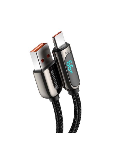 Cablu BASEUS LED Display USB to Type-C, 66W, 1m - Negru