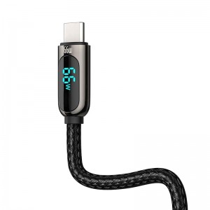 Cablu BASEUS LED Display USB to Type-C, 66W, 1m - Negru