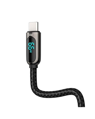 Cablu BASEUS LED Display USB to Type-C, 66W, 1m - Negru