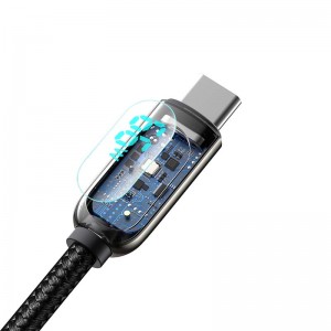 Cablu BASEUS LED Display USB to Type-C, 66W, 1m - Negru