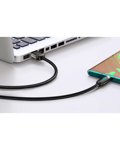 Cablu BASEUS LED Display USB to Type-C, 66W, 1m - Negru