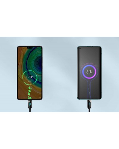 Cablu BASEUS LED Display USB to Type-C, 66W, 1m - Negru