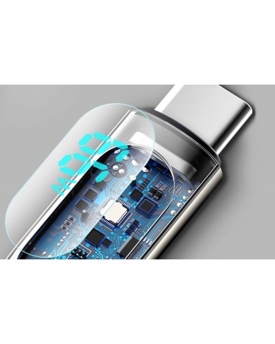 Cablu BASEUS LED Display USB to Type-C, 66W, 1m - Negru