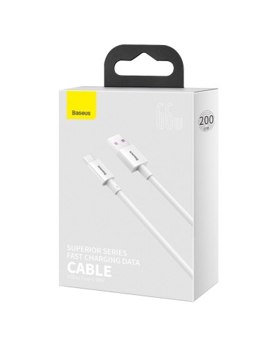 Cablu BASEUS Superior Series USB to Type-C, 66W, 2m - Alb