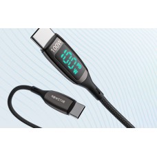 Cablu BlitzWolf BW-TC23 Type-C to Type-C, 5A, 100W, LED Display, 0.9m - Negru