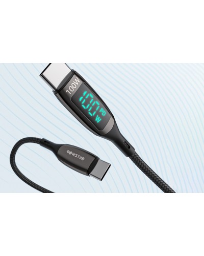 Cablu BlitzWolf BW-TC23 Type-C to Type-C, 5A, 100W, LED Display, 0.9m - Negru