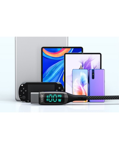 Cablu BlitzWolf BW-TC23 Type-C to Type-C, 5A, 100W, LED Display, 0.9m - Negru Cablu BlitzWolf BW-TC23 Type-C to Type-C, 5A, 100W, LED Display, 0.9m - Negru