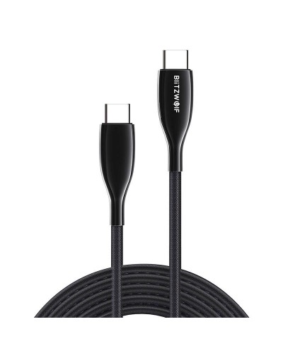 Cablu BlitzWolf BW-TC24 Type-C to Type-C, 5A, 100W, 1.8m - Negru