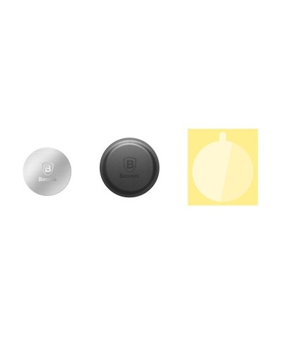 Set 2x Plăcuță Magnetică Baseus Iron Suit Kit - Metal + Finisaj Piele cu Bandă 3M - Negru