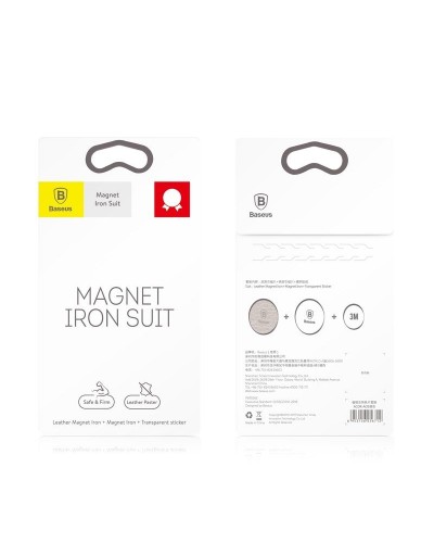 Set 2x Plăcuță Magnetică Baseus Iron Suit Kit - Metal + Finisaj Piele cu Bandă 3M - Negru
