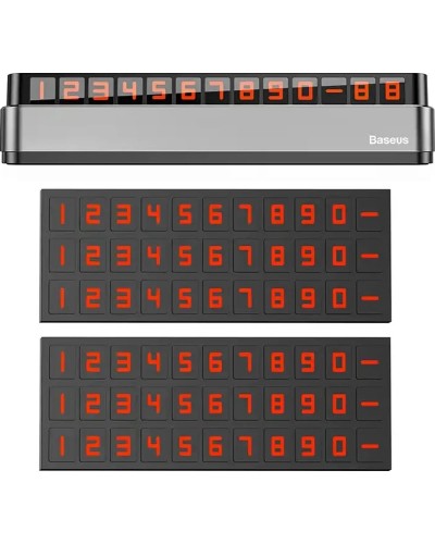 Suport Auto BASEUS Moonlight Series pentru numar de telefon, fixare cu banda adeziva - Negru