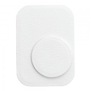 Plăcuță Metalică Magnetică Telefon - Finisaj Piele PU - Set 2 buc cu Bandă 3M - Alb