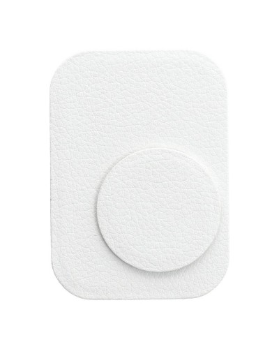 Plăcuță Metalică Magnetică Telefon - Finisaj Piele PU - Set 2 buc cu Bandă 3M - Alb