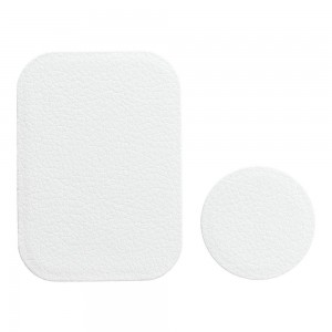 Plăcuță Metalică Magnetică Telefon - Finisaj Piele PU - Set 2 buc cu Bandă 3M - Alb