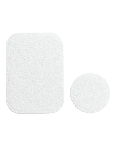 Plăcuță Metalică Magnetică Telefon - Finisaj Piele PU - Set 2 buc cu Bandă 3M - Alb