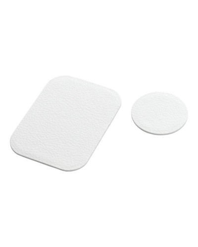 Plăcuță Metalică Magnetică Telefon - Finisaj Piele PU - Set 2 buc cu Bandă 3M - Alb