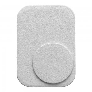 Plăcuță Metalică Magnetică Telefon - Finisaj Piele PU - Set 2 buc cu Bandă 3M - Argintiu