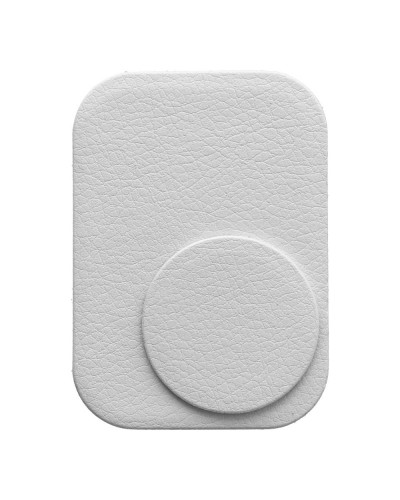 Plăcuță Metalică Magnetică Telefon - Finisaj Piele PU - Set 2 buc cu Bandă 3M - Argintiu