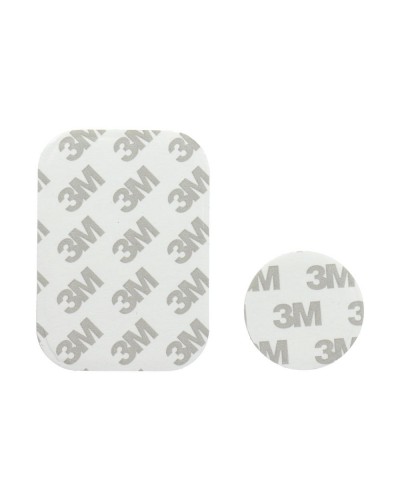 Plăcuță Metalică Magnetică Telefon - Finisaj Piele PU - Set 2 buc cu Bandă 3M - Argintiu