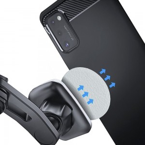 Plăcuță Metalică Magnetică Telefon - Finisaj Piele PU - Set 2 buc cu Bandă 3M - Argintiu