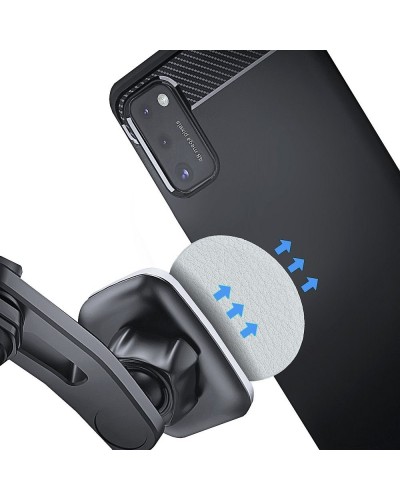 Plăcuță Metalică Magnetică Telefon - Finisaj Piele PU - Set 2 buc cu Bandă 3M - Argintiu