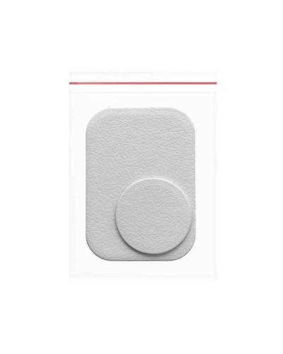 Plăcuță Metalică Magnetică Telefon - Finisaj Piele PU - Set 2 buc cu Bandă 3M - Argintiu