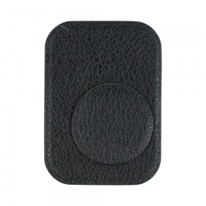 Plăcuță Metalică Magnetică Telefon - Finisaj Piele PU - Set 2 buc cu Bandă 3M - Negru