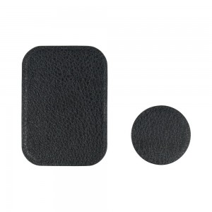 Plăcuță Metalică Magnetică Telefon - Finisaj Piele PU - Set 2 buc cu Bandă 3M - Negru