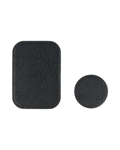 Plăcuță Metalică Magnetică Telefon - Finisaj Piele PU - Set 2 buc cu Bandă 3M - Negru