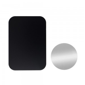 Plăcuță Metalică Magnetică pentru Telefon - Set 2 buc cu Bandă 3M - Negru