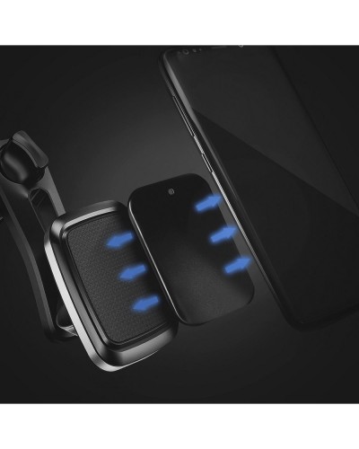 Plăcuță Metalică Magnetică pentru Telefon - Set 2 buc cu Bandă 3M - Negru