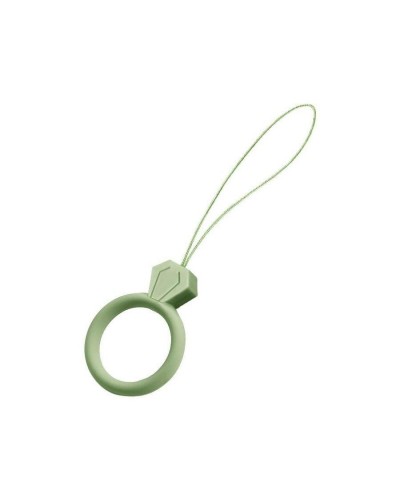 Șnur de Deget pentru Telefon cu Inel Silicon Anti-Cădere, Model Diamant - Verde