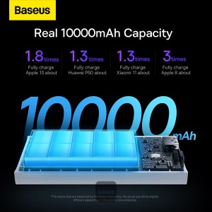Baterie Externa BASEUS Adaman2 Digital Display Fast Charge Power Bank 10000mAh 30W - Alb
