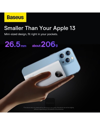 Baterie Externa BASEUS Adaman2 Digital Display Fast Charge Power Bank 10000mAh 30W - Alb