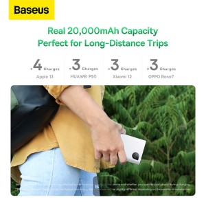 Baterie Externa BASEUS Adaman2 Digital Display Fast Charge Power Bank 20000mAh 30W - Alb