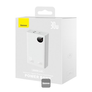 Baterie Externa BASEUS Adaman2 Digital Display Fast Charge Power Bank 20000mAh 30W - Alb