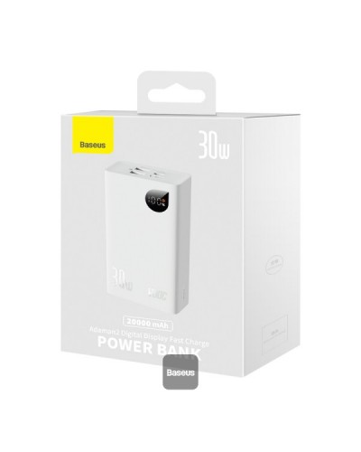 Baterie Externa BASEUS Adaman2 Digital Display Fast Charge Power Bank 20000mAh 30W - Alb