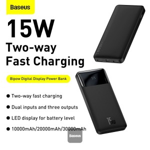 Baterie Externa BASEUS Bipow Digital Display Power Bank 10000mAh 15W - Negru